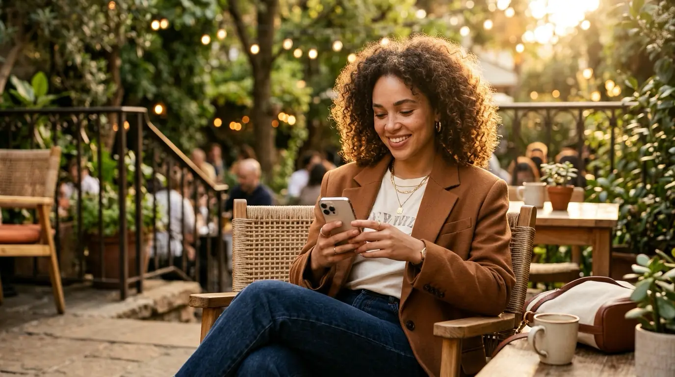 Woman checking financial insights